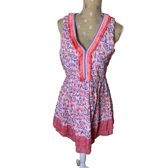 Vineyard Vines Floral Striped Pintuck Lot 2 Sleeveless Sz Small 4 Cotton Coastal - Picture 2 of 16